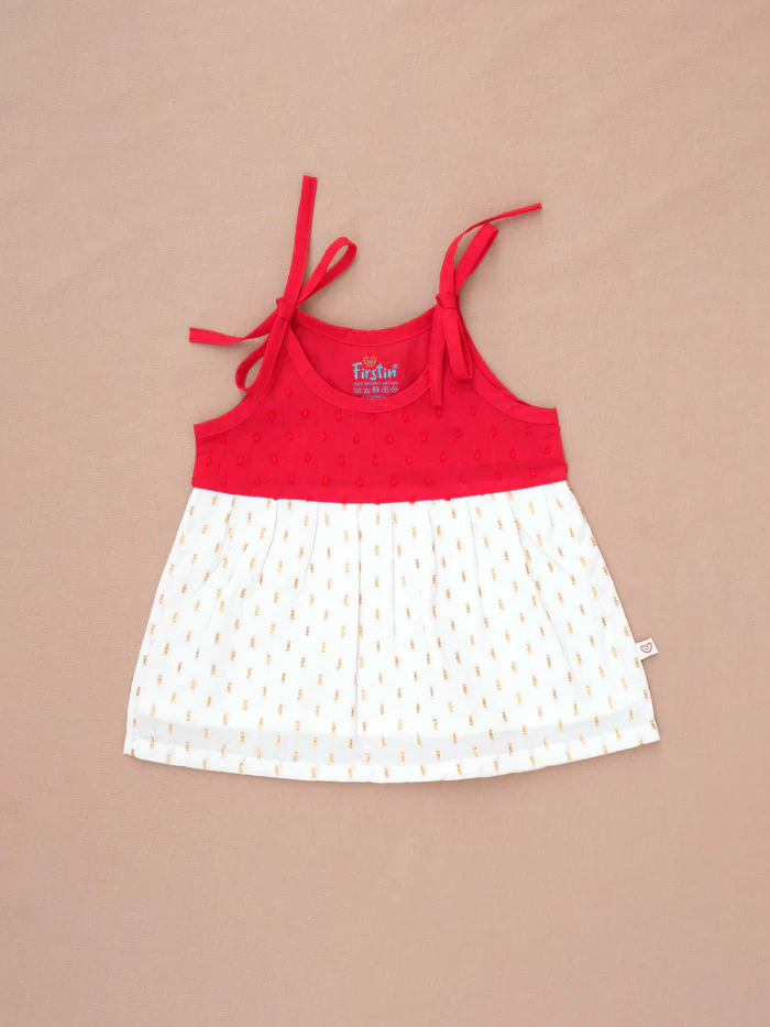 firstin lurex dobby knotted frock carmine firstin lurex dobby knotted frock carmine