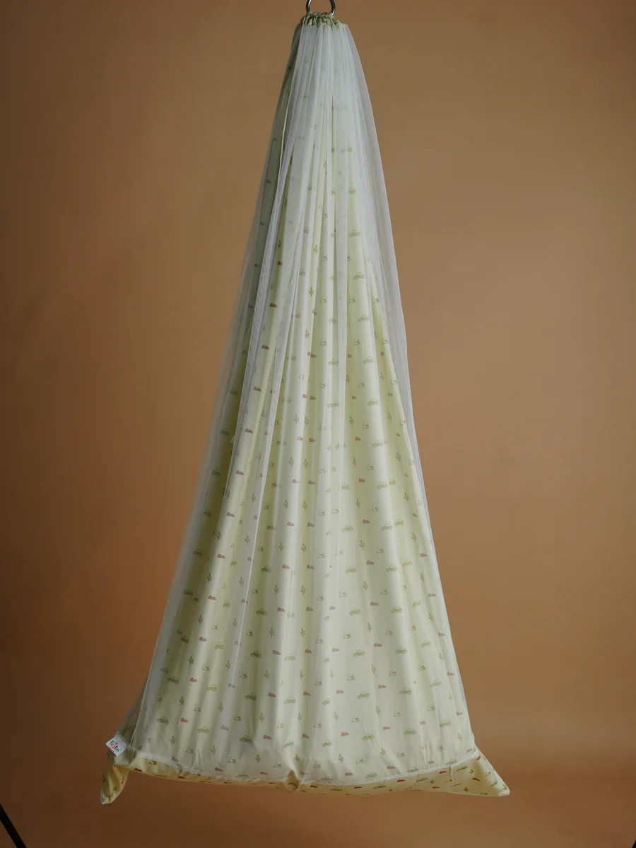 firstin aloe wash vespa printed poplin cradle / thottil / jhula with net firstin aloe wash vespa printed poplin cradle / thottil / jhula with net
