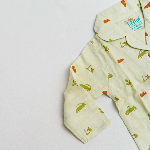 firstin aloe wash vespa printed muslin night suit set firstin aloe wash vespa printed muslin night suit set