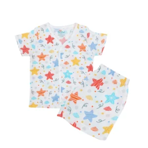 ohhbaby galaxy printed muslin jabla shorts set half sleeve