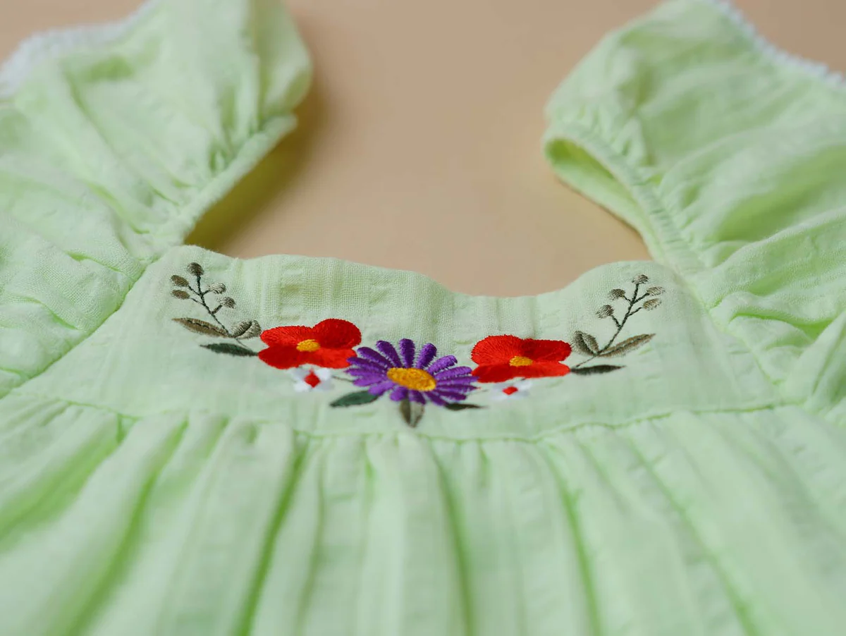 firstin muslin seer sucker flutter sleeve frock lt green firstin muslin seer sucker flutter sleeve frock lt green