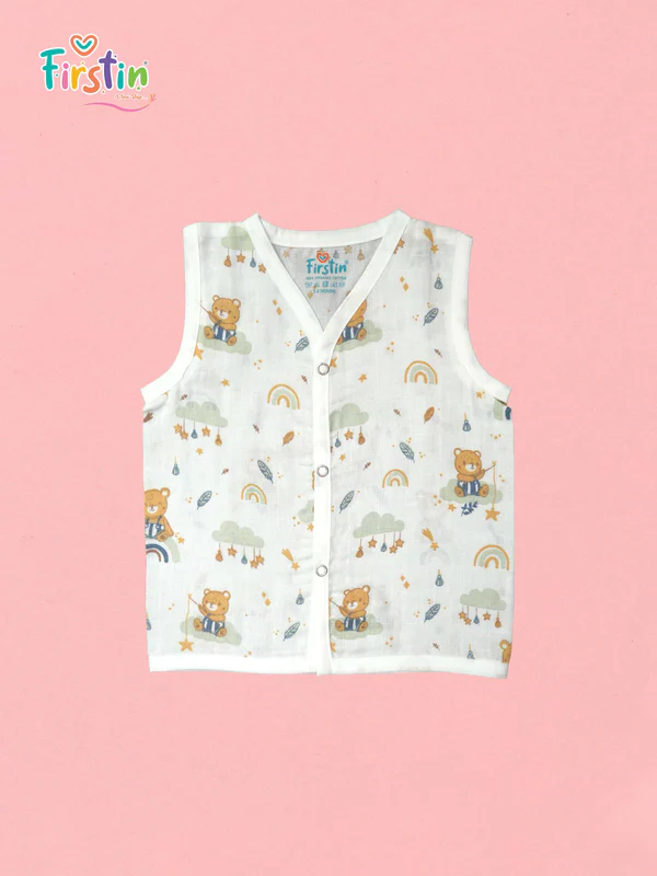 firstin muslin jabla snap button sleeveless assorted (any 3 prints) 3 pcs pack combo firstin muslin jabla snap button sleeveless assorted (any 3 prints) 3 pcs pack combo