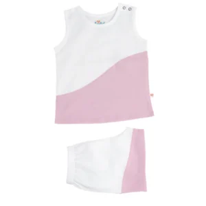 firstin organic cotton duo jabla shorts set sleeveless white