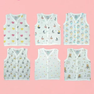 firstin muslin jabla snap button sleeveless assorted (any 3 prints) 3 pcs pack combo